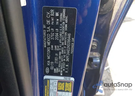 2019 Kia Forte Lxs z USA, uszkodzony, nr VIN 3KPF24AD2KE096446